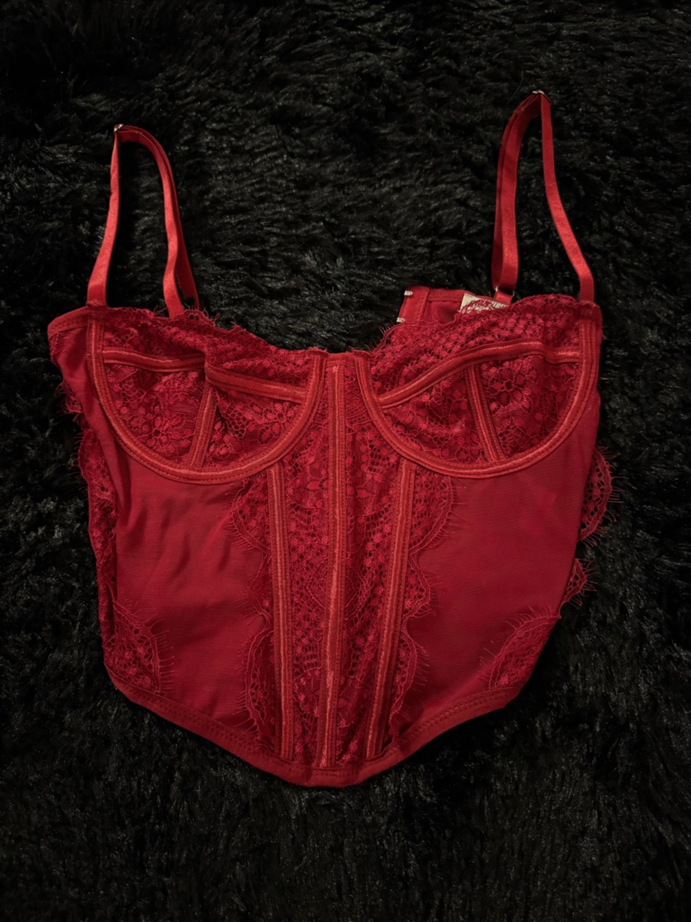 PacSun Red Lace Bustier Crop Top